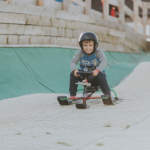Kids ski bob session at Snowtrax in Dorset