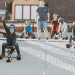 Children's ski bob racing at Snowtrax in Christchurch Dorset